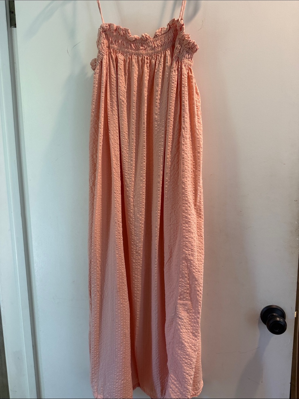 H&M Peach Adjustable-Strap Smocked Maxi